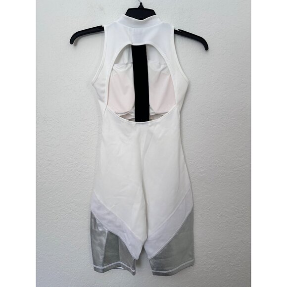 Secondnature Womens White & Silver Sleeveless Stretch Biker Romper M NWT - Picture 3 of 6